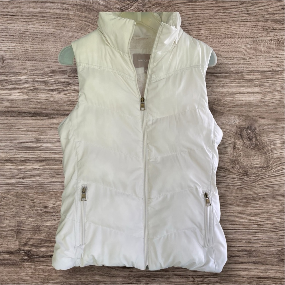 Banana Republic Women's White Puffer Vest Fleece Lined M